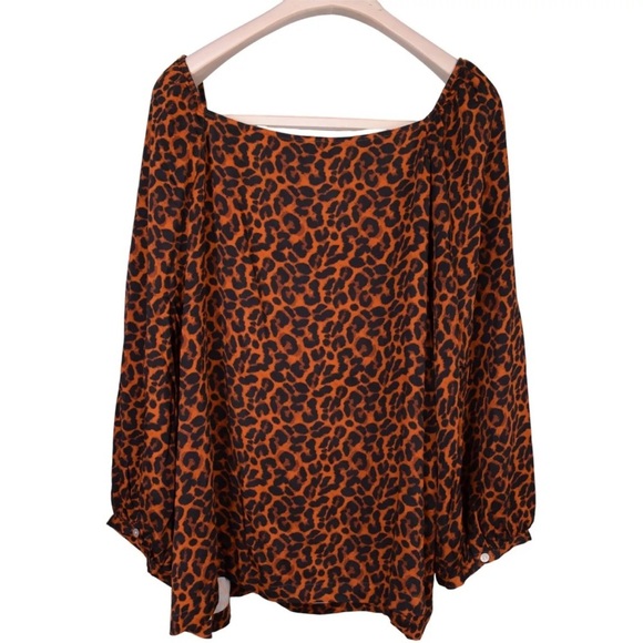J Jill Women Blouse Top Plus Size 2X Copper Leopard Witchy Whimsy Goth - Picture 3 of 7